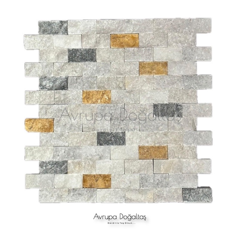 Patlatma Doğal Taş Bej 3 lü Mix 23x48mm