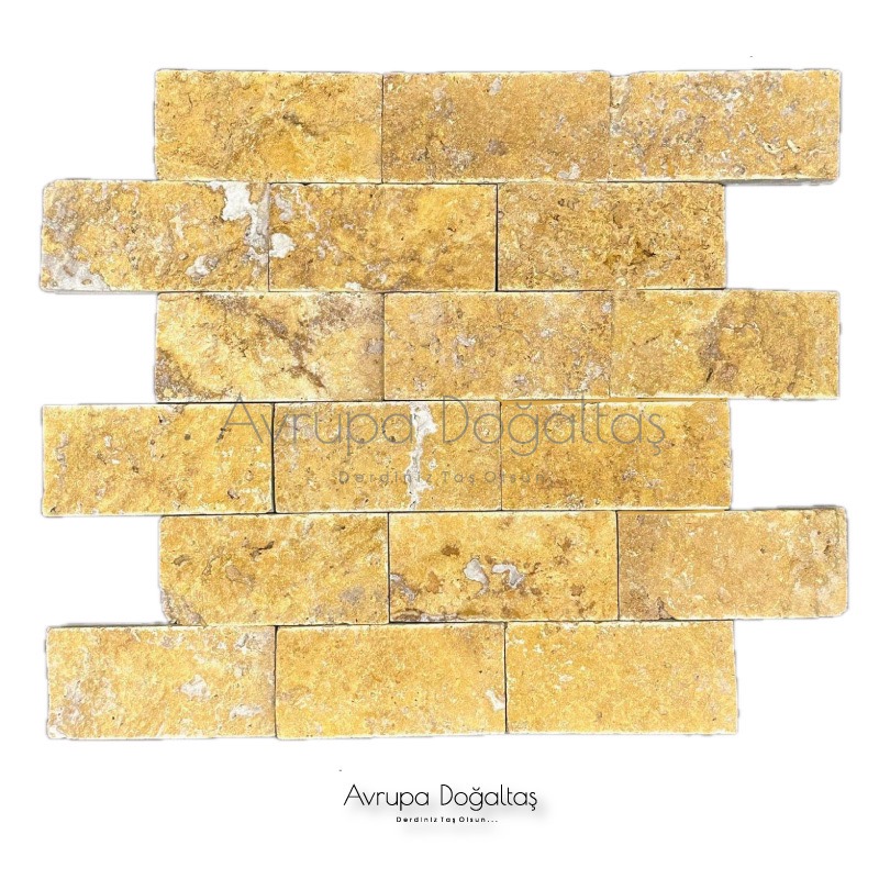5x10 Patlatma Doğal Taş Sarı Traverten 23x48mm